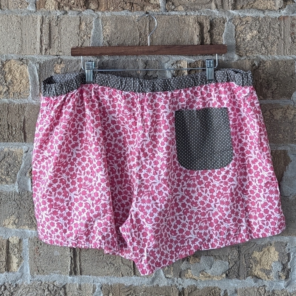 Boden Ditzy Floral Pajama Shorts 100% Cotton Size 20 Pink White Polka Dot - Picture 4 of 9